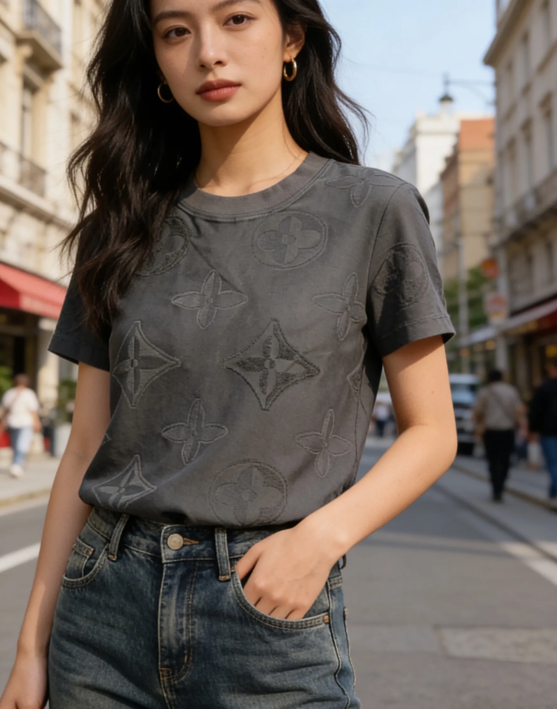Louis Vuitton/Louis Vuitton 26ss all-over presbyopia jacquard short sleeves